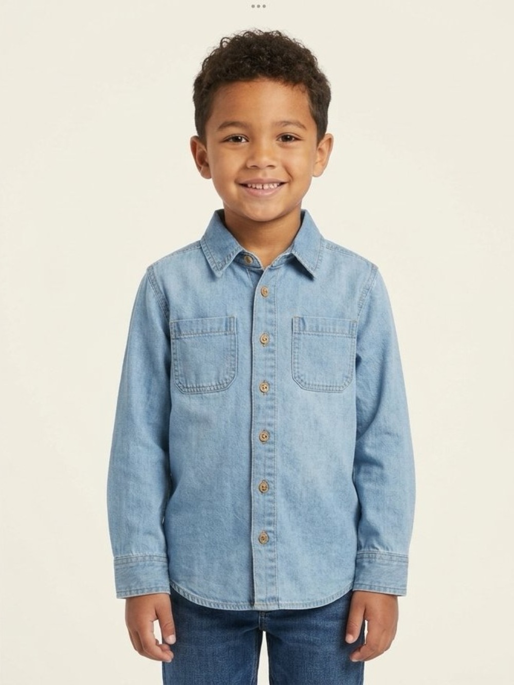 Light Blue Denim Button-Up Shirt